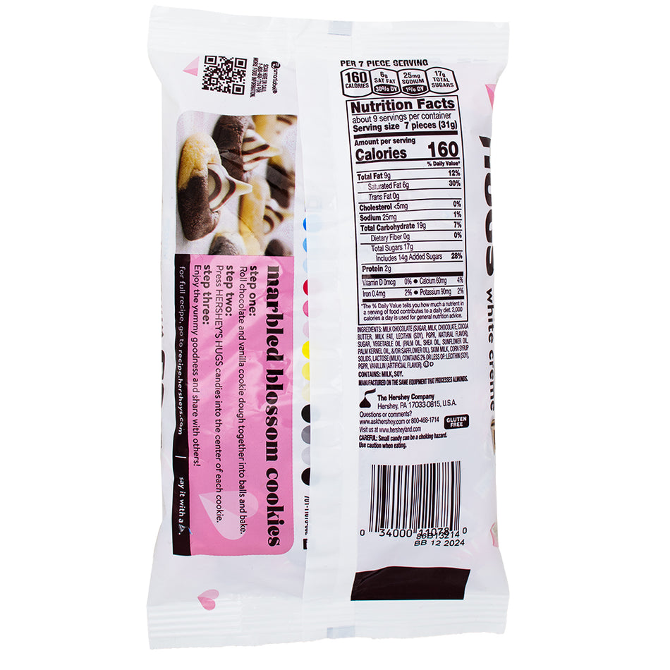 Hershey's Hugs Milk Chocolate Hugged By White Creme - 10.1oz Nutrition Facts Ingredients-Hershey’s Kisses-Milk chocolate-Hershey's Hugs