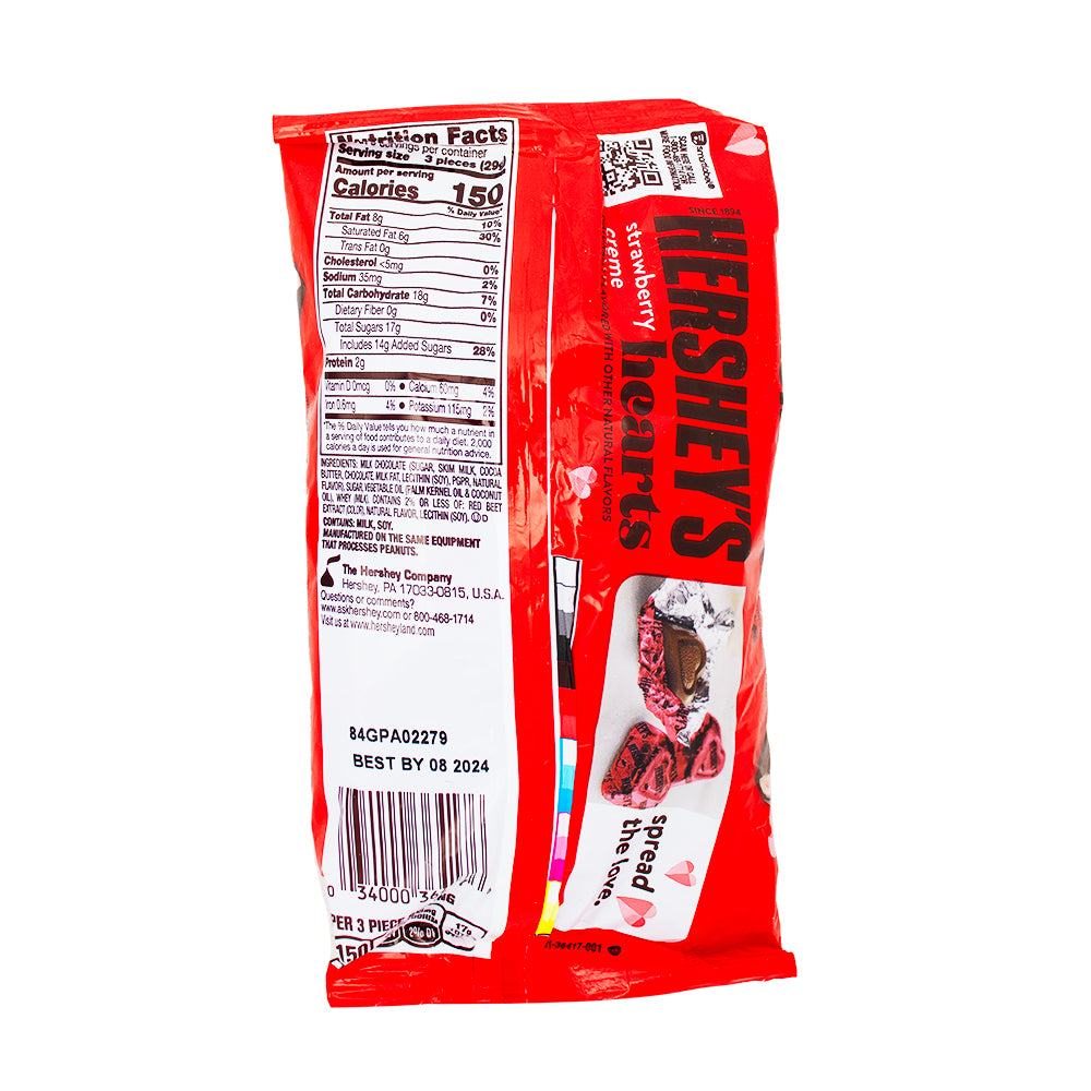 Hershey's Strawberry Creme Hearts - 8.8oz Nutrition Facts Ingredients-Hershey’s Kisses-Milk chocolate-Valentine’s Day chocolate-Chocolate strawberries