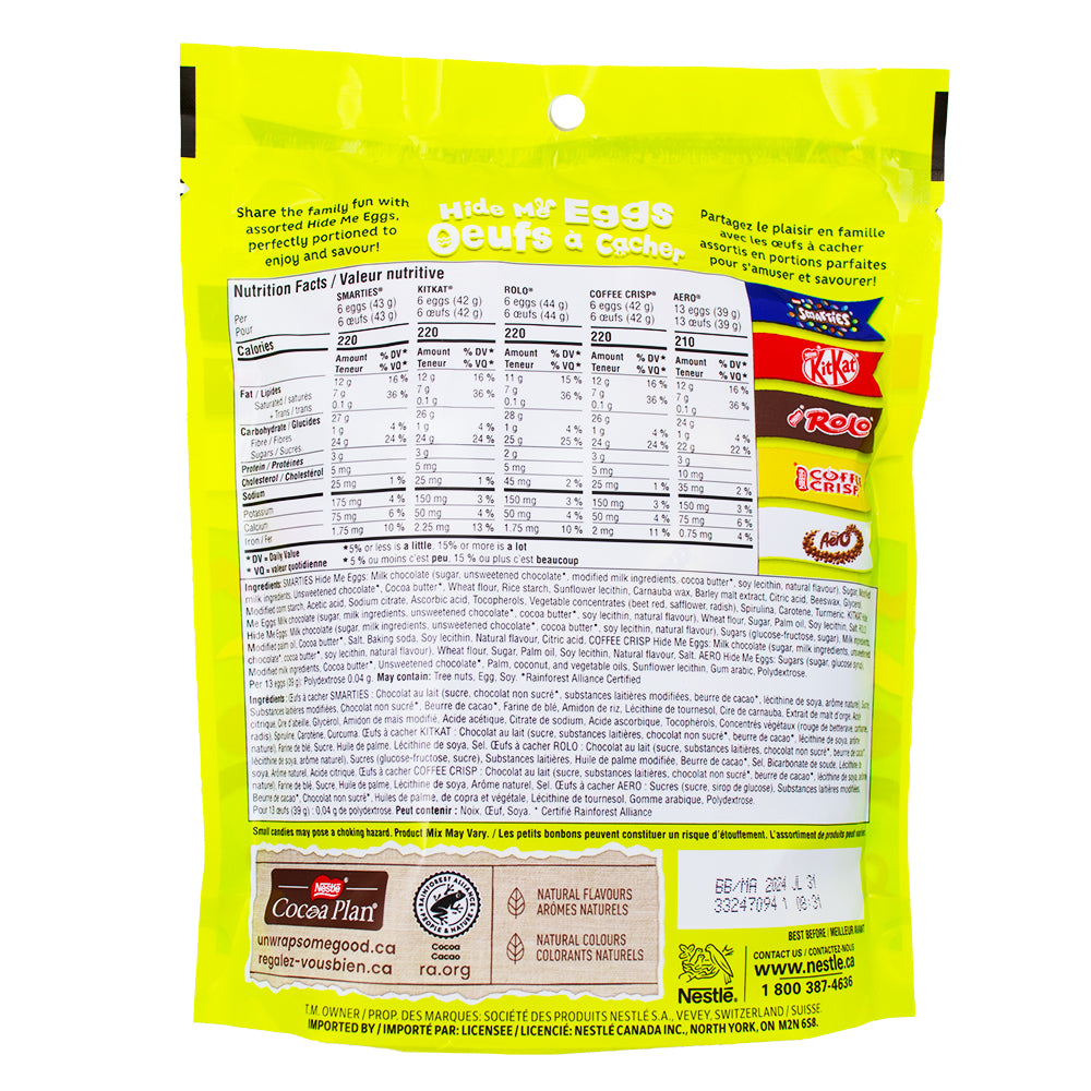 Nestle Assorted Hide Me Eggs - 300 g ingredients nutrition facts