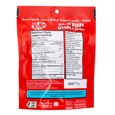 Nestle Kit Kat Hide Me Eggs - 150g - Chocolate Eggs - Easter Candy ingredients nutrition facts