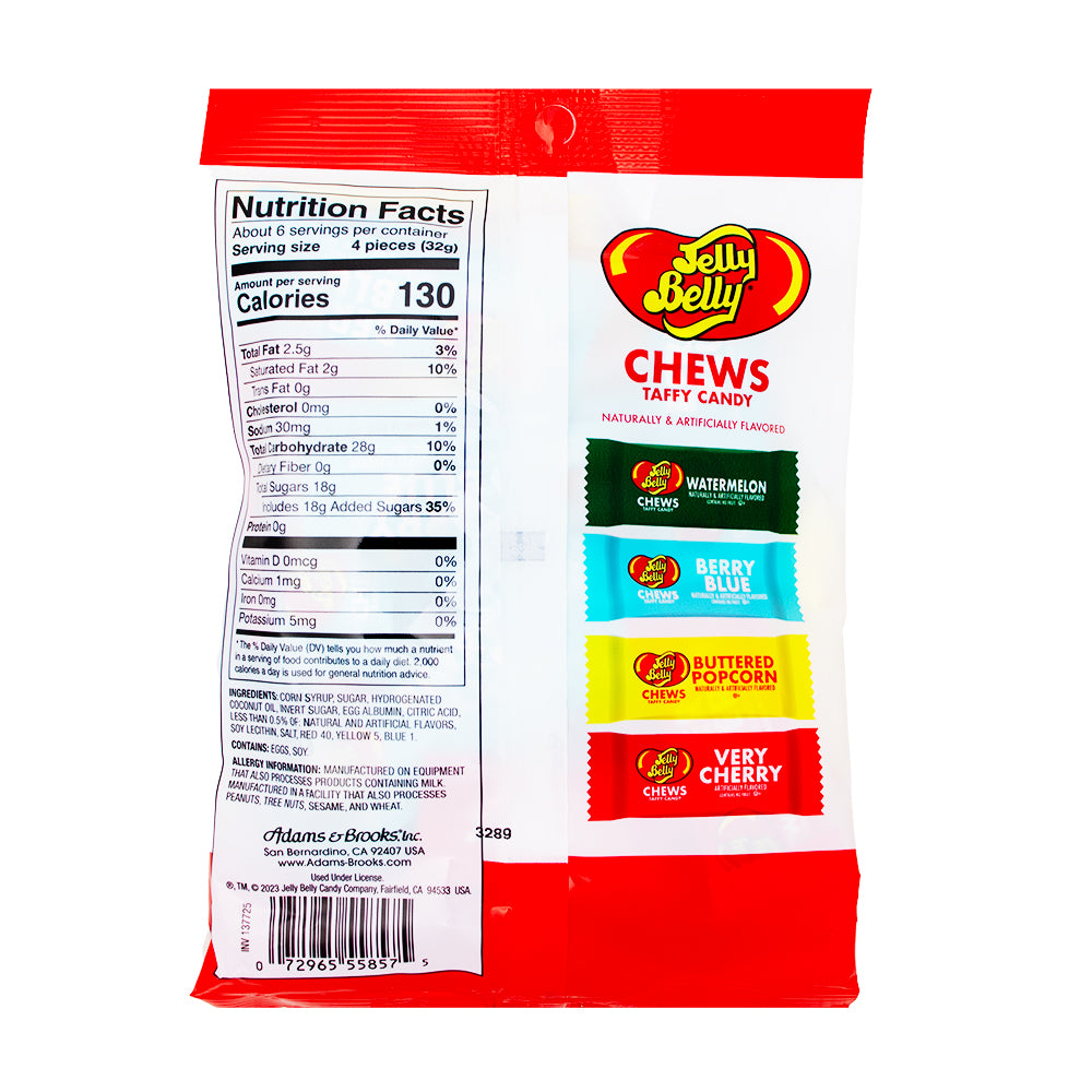 Jelly Belly Chews Peg Bag - 7oz  Nutrition Facts Ingredients