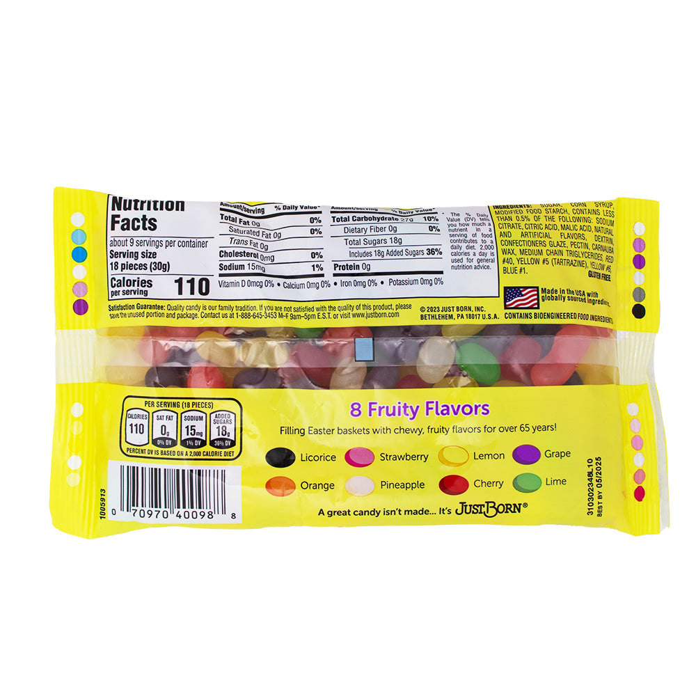 Just Born Assorted Jelly Beans - 10oz Nutrition Facts Ingredients