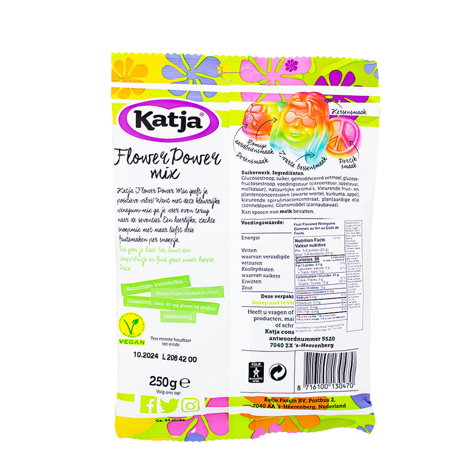 Katja Flower Power Mix - 250g  - Vegan Candy  Nutrition Facts Ingredients