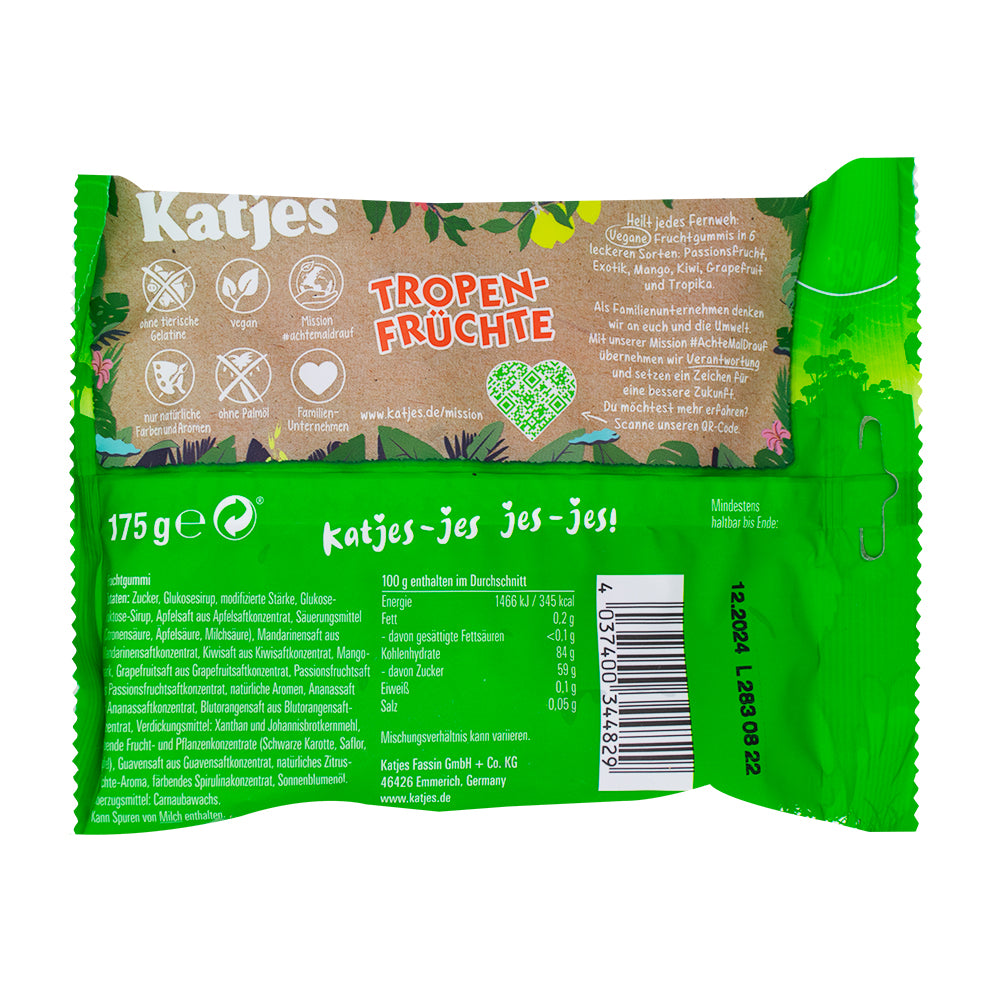 Katjes Tropen-Fruchte - 175g  Nutrition Facts Ingredients