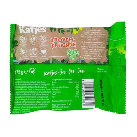 Katjes Tropen-Fruchte - 175g - Vegan Candy Nutrition Facts Ingredients