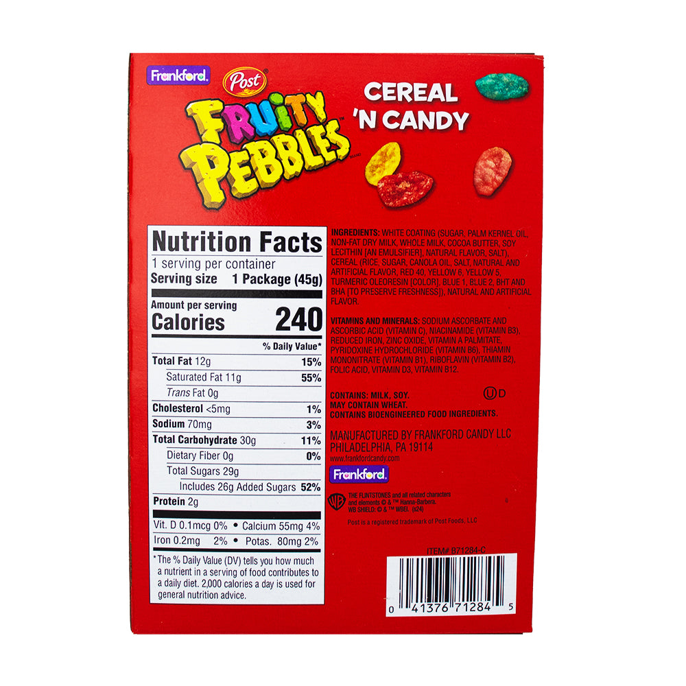 Fruity Pebbles White Chocolate Easter Bunny - 1.6oz Nutrition Facts Ingredients