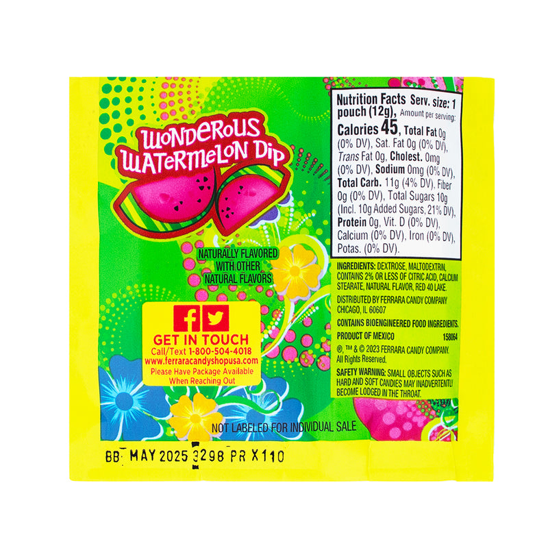 Springtime Fun Dip - Watermelon/Strawberry 16 Pouches - Fun Dip - Nutrition Facts Ingredients