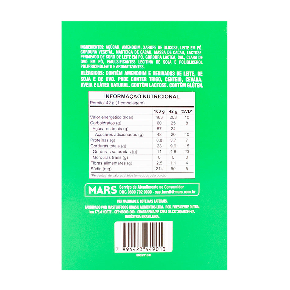 Snickers Lime Mousse (Brazil) - 42g  Nutrition Facts Ingredients