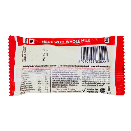 Walker's Brazil Nut Toffee Bars (UK) - 100g Nutrition Facts Ingredients - British Candy