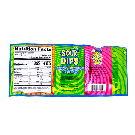 Lock Jaw Sour Dips - 1.41oz - Sour Candy  Nutrition Facts Ingredients