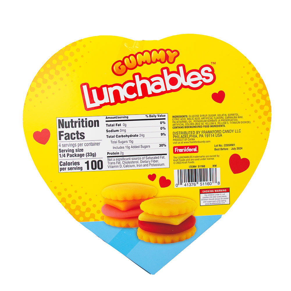 Kraft Lunchables Cracker Stackers Heart Gift Box - 4.66oz Nutrition Facts Ingredients - Gummies
