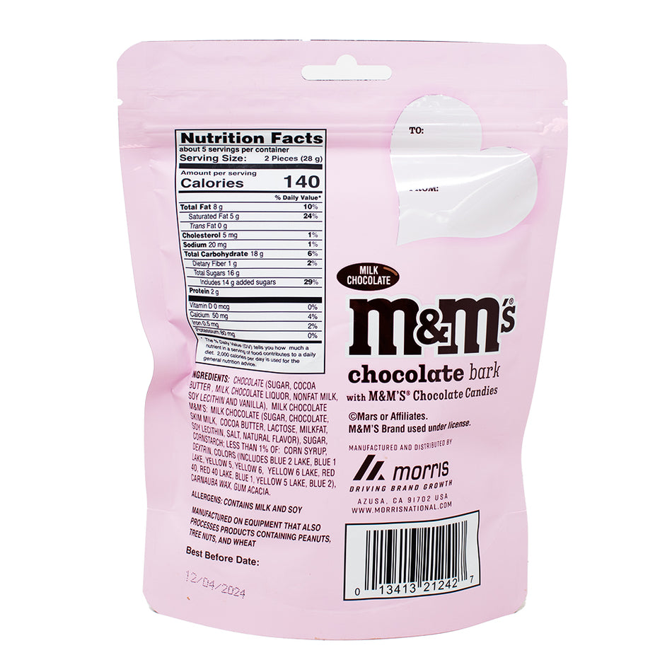 M&M's Chocolate Bark - 5oz Nutrition Facts Ingredients