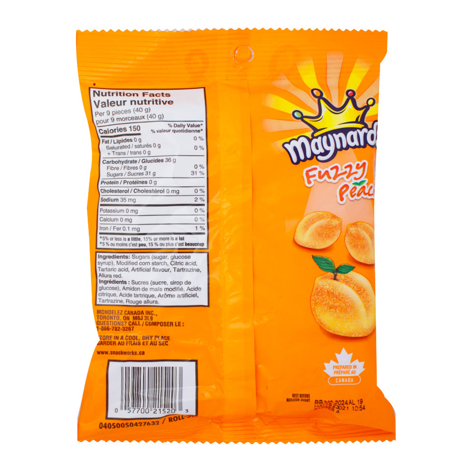 Maynards Fuzzy Peach Candy - 154g  Nutrition Facts Ingredients