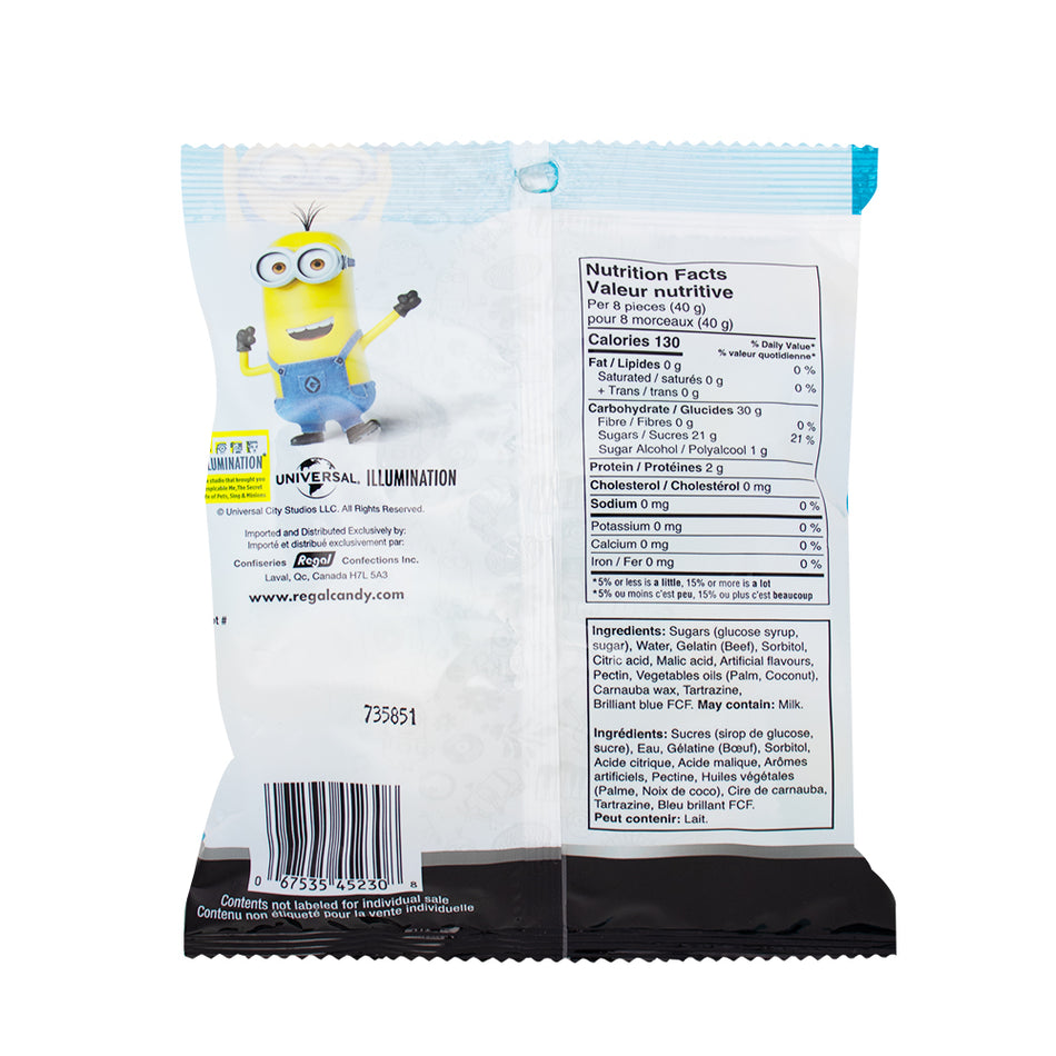 Minions Gummies 15 Pieces - 75g  Nutrition Facts Ingredients
