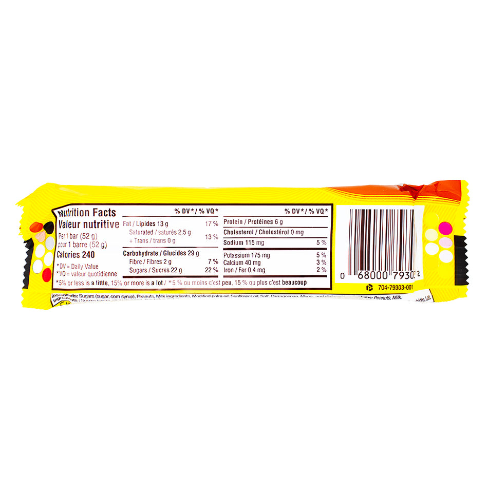 Oh Henry! Nutty Bar - 52g  Nutrition Facts Ingredients - Canadian Candy Bars