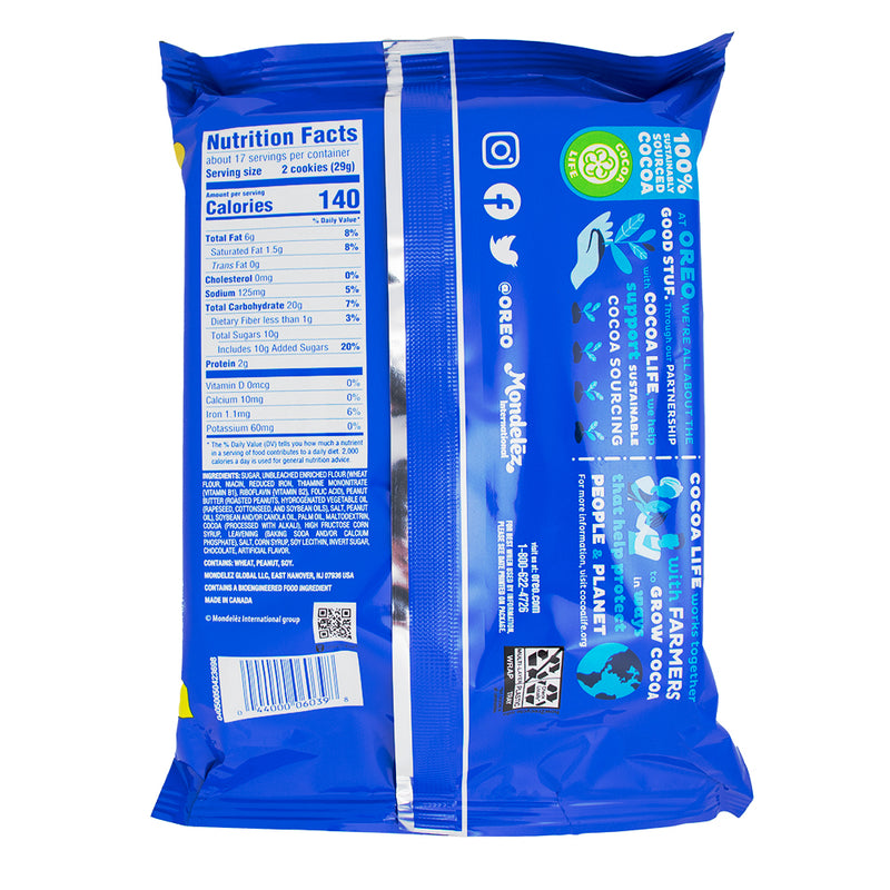 Oreo Peanut Butter Family Size  Nutrition Facts Ingredients
