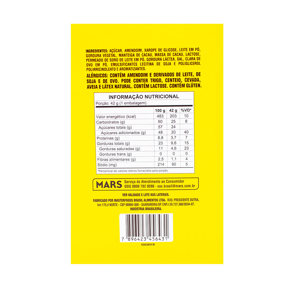 Snickers Passionfruit Mousse (Brazil) - 42g  Nutrition Facts Ingredients - Snickers Bar