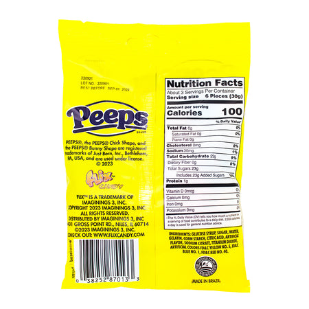Peeps Gummies - 3.75oz Nutrition Facts Ingredients - Assorted Chick and Bunny shaped gummy candy!