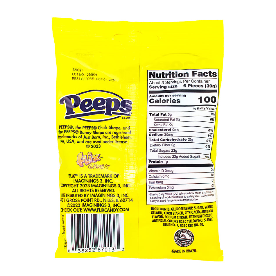 Peeps Gummies - 3.75oz Nutrition Facts Ingredients - Assorted Chick and Bunny shaped gummy candy!