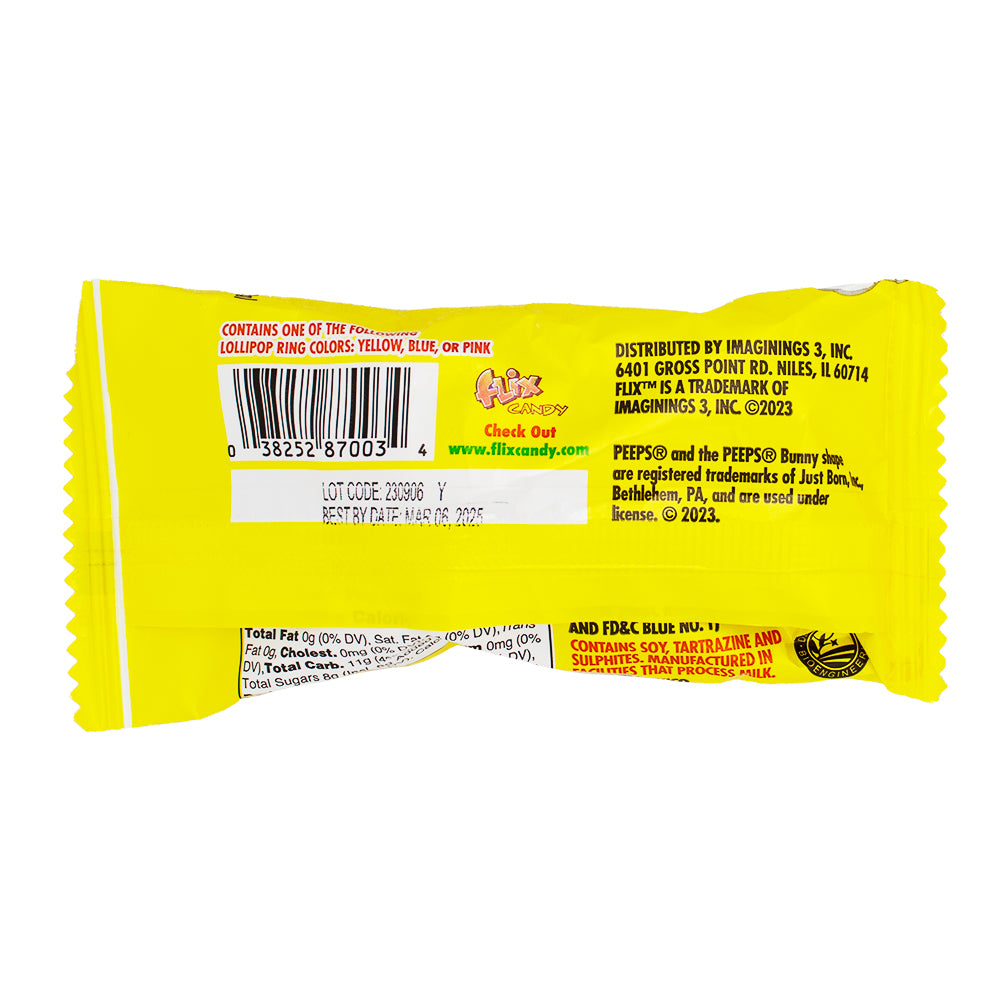 Peeps Easter Bunny Lollipop Rings - .42oz Nutrition Facts Ingredients