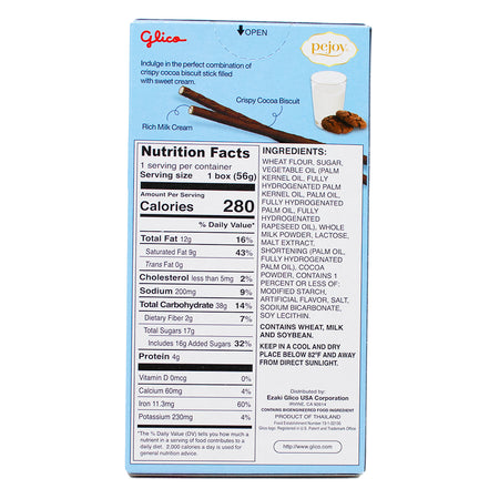Pejoy Milk & Cookies Biscuit Sticks - 1.98oz  Nutrition Facts Ingredients