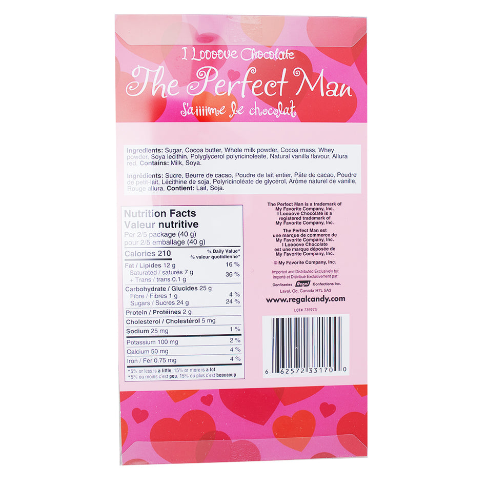 The Perfect Man Milk Chocolate - 100g Nutrition Facts Ingredients-Valentine's Day gifts-Milk chocolate-the perfect man chocolate-Valentine’s chocolates