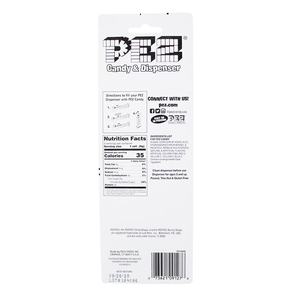 Pez Peeps Pink Chick Nutrition Facts Ingredients
