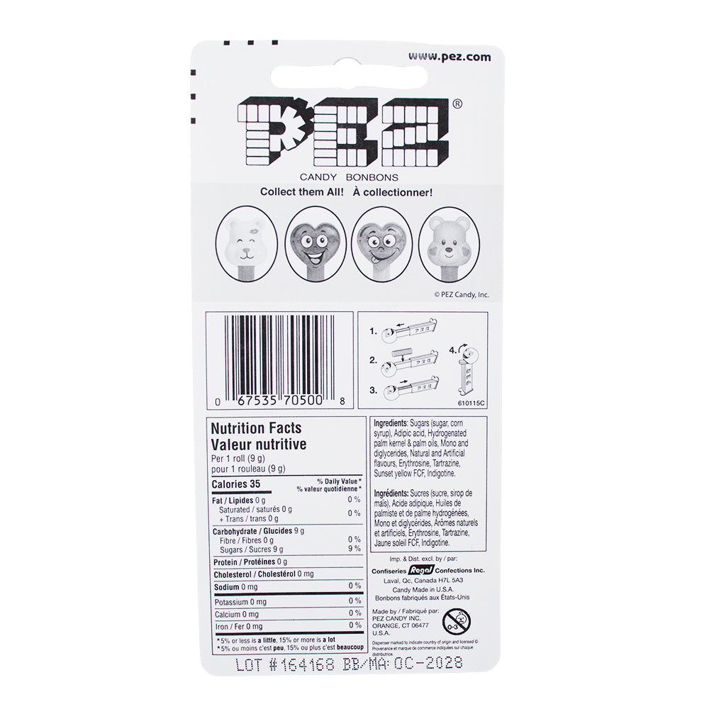 PEZ - Valentine Teddy Bear - 16g Nutrition Facts Ingredients
