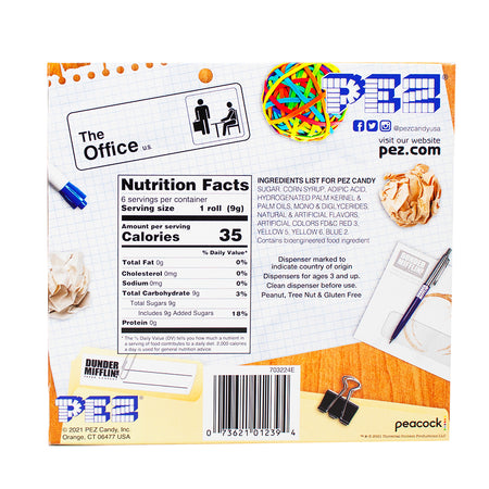 Pez The Office Gift Set Michael/Dwight  Nutrition Facts Ingredients