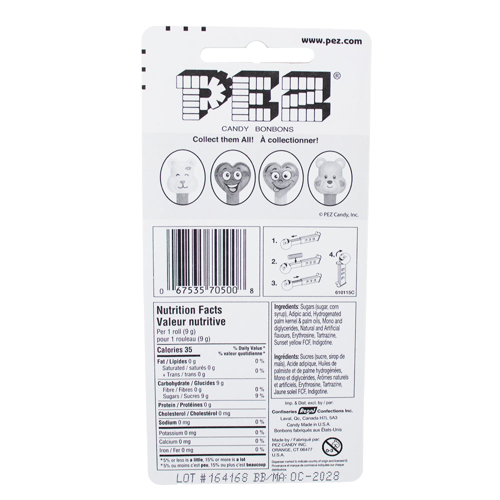 PEZ Valentine White Teddy Bear - 16g Nutrition Facts Ingredients