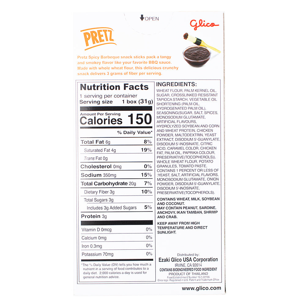 Pretz Spicy BBQ- 1.09oz  Nutrition Facts Ingredients