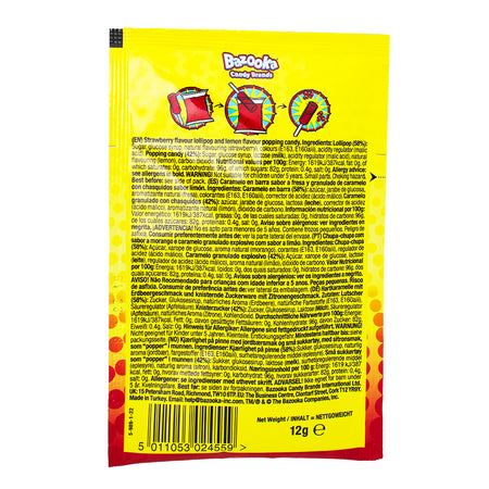 Push Pop Dipperz (UK) - 12g Nutrition Facts Ingredients