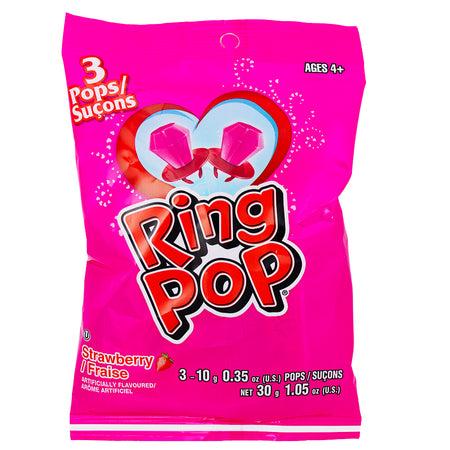 Ring Pop Valentine Strawberry 3 Pieces - 30g