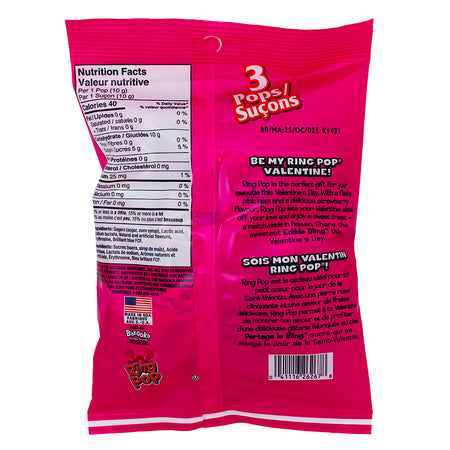 Ring Pop Valentine Strawberry 3 Pieces - 30g Nutrition Facts Ingredients