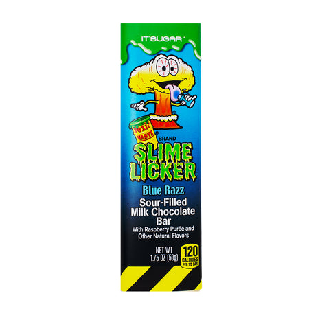 Toxic Waste Slime Licker Chocolate Bar Blue Razz - 1.75oz - A Chocolate Bar with Toxic Waste Candy!
