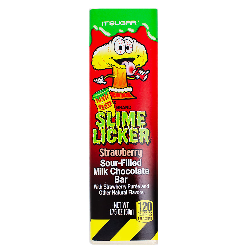 Toxic Waste Slime Licker Chocolate Bar Strawberry - 1.75oz-toxic waste candy-Chocolate bar-Sour candy