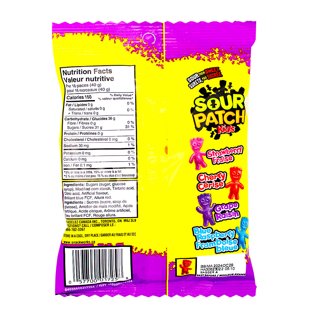 Sour Patch Kids - Berries - 150g Nutrition Facts Ingredients