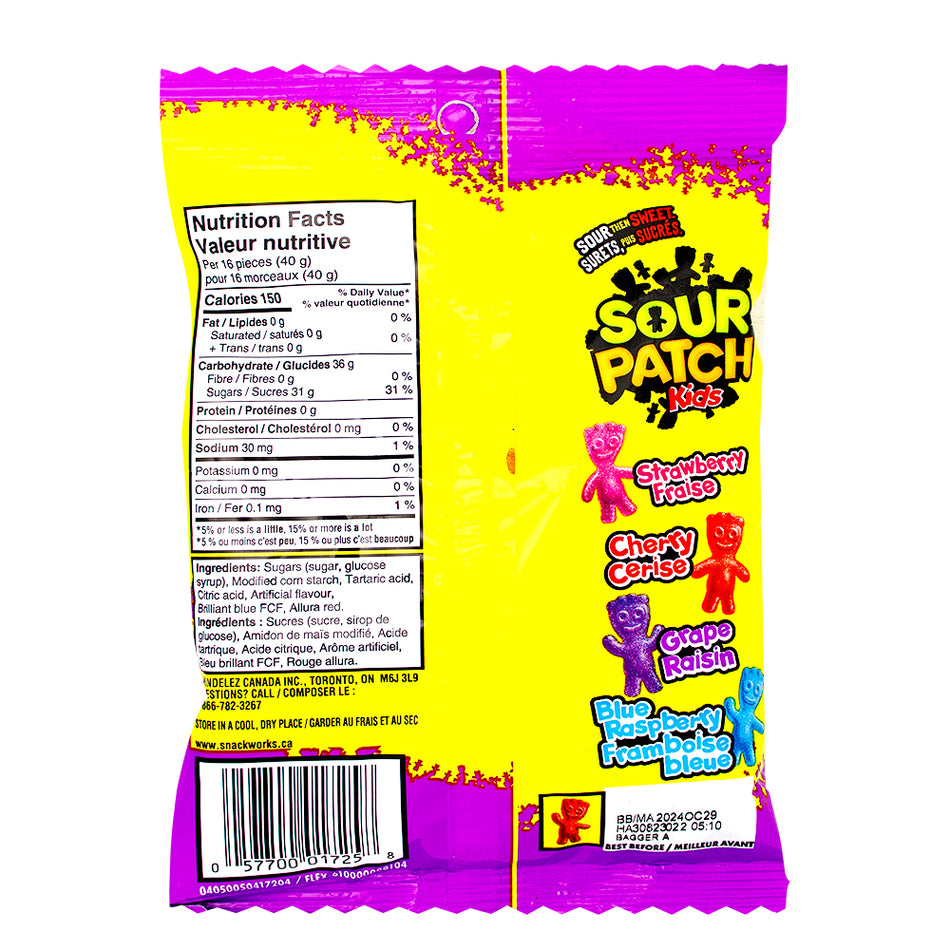 Sour Patch Kids - Berries - 150g Nutrition Facts Ingredients