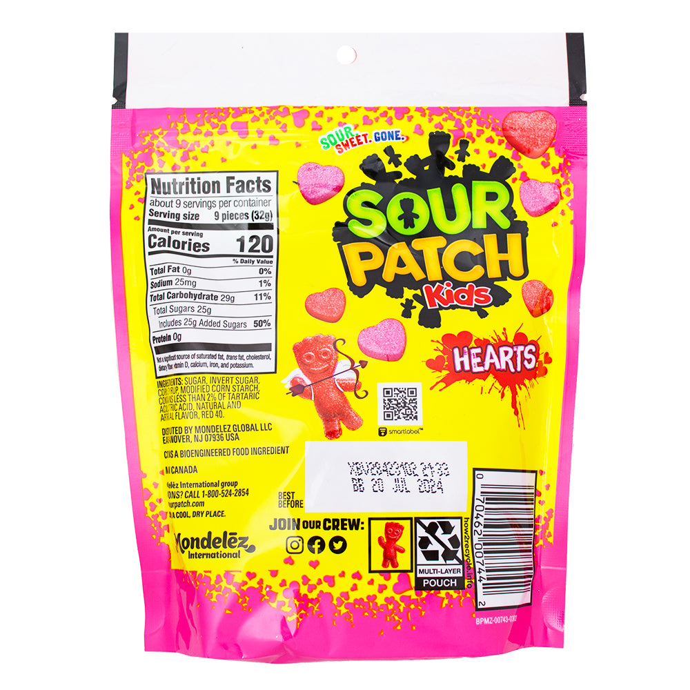 Sour Patch Kids Hearts Stand Up Bag - 10oz Nutrition Facts Ingredients