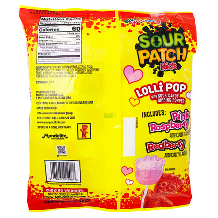Sour Patch Kids Lollipop with Sour Dipping Powder 20ct - 10.58oz Nutrition Facts Ingredients