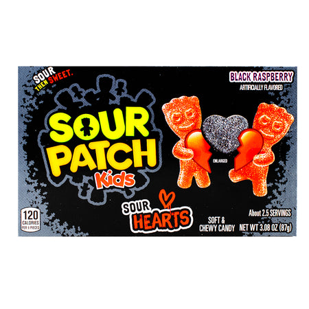 Sour Patch Kids Sour Hearts Black Raspberry Theatre Box - 3.08oz-Sour Candy-Sour Patch Kids-Candy hearts-Valentine’s Day gifts