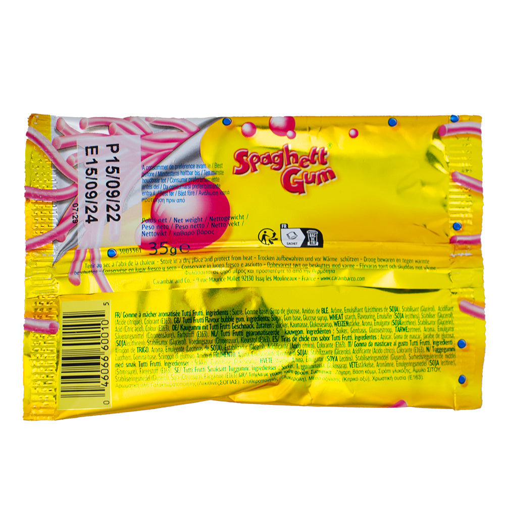 Lutti Tutti Frutti Spaghetti Bubble Gum - 35g  Nutrition Facts Ingredients