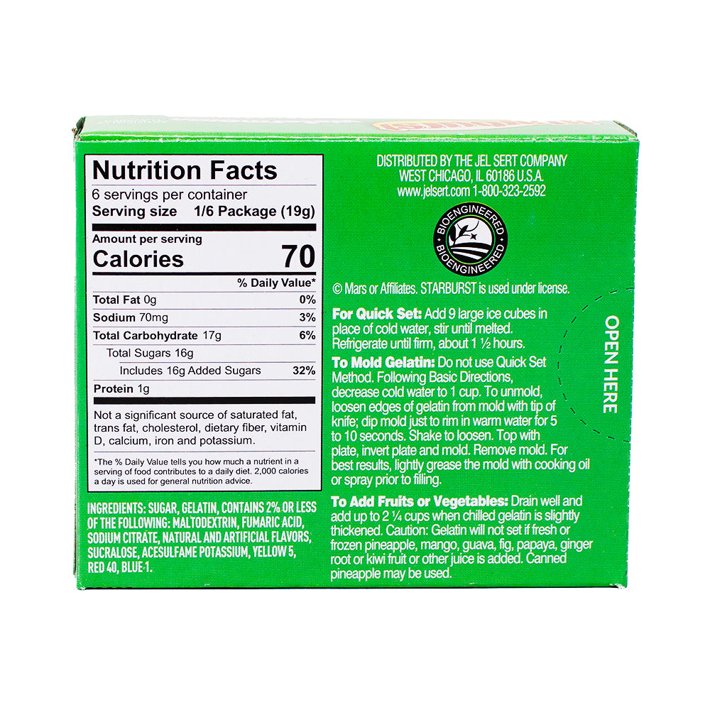 Starburst Watermelon Gelatin Dessert Mix  - 3.94oz  Nutrition Facts Ingredients