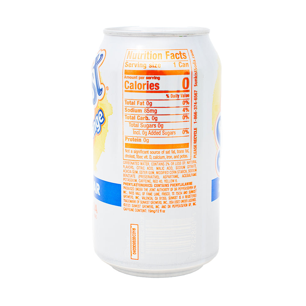 その他 sugar Sunkist Zero Sugar Orange Soda - 355mL | Candy Funhouse US