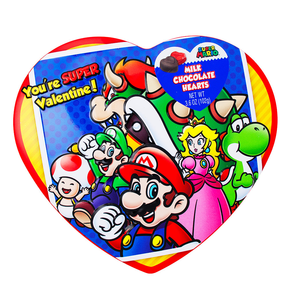 Super Mario Heart Tin Valentine's Gift Box with Milk Chocolate - 3.6oz-Valentine’s Day chocolate-Milk chocolate-Box of chocolates