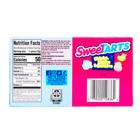 Sweetarts Chicks, Ducks & Bunnies Theatre Pack - 4.5oz  Nutrition Facts Ingredients