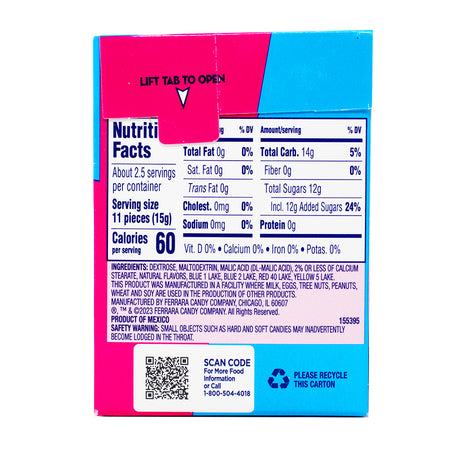 Sweetarts Conversation Hearts - 1.5oz Nutrition Facts Ingredients-Sweetarts-Conversation hearts-Candy hearts-Valentine's Day candy