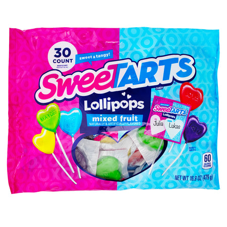 Sweetarts Lollipops 30ct - 16.8oz-Sweetarts-Valentine’s Day cards for kids-Sour Candy-Lollipops-Valentine’s Day candy