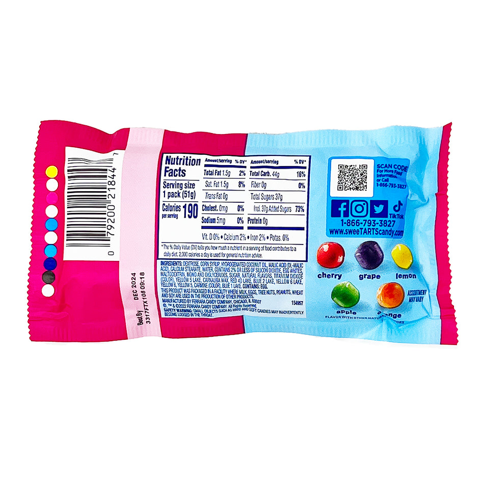 Sweetarts - Mini Chewy Mixed Fruit  1.8 oz.  Nutrition Facts Ingredients