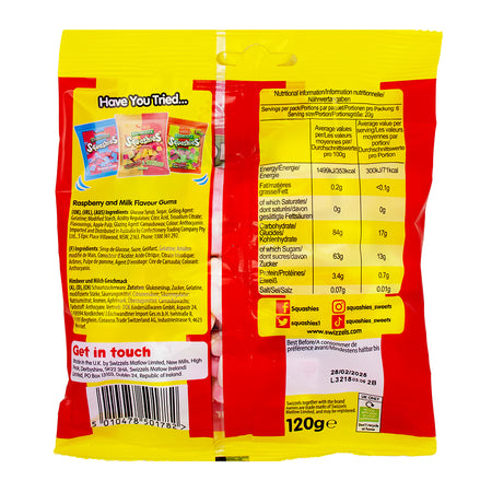 Swizzel's Squashies Drumstick Bag (UK) - 120g Nutrition Facts Ingredients -British candy